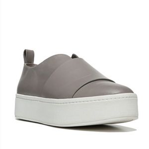 Vince Wallace Taupe Gray Leather Platform Sneaker